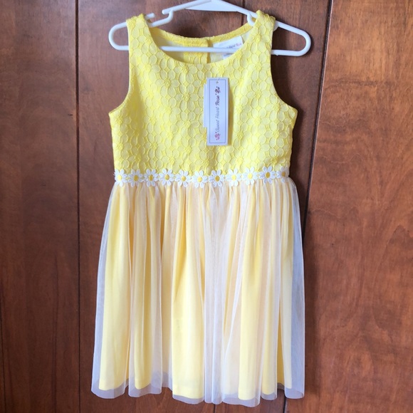 Girls Sweet Heart Rose Yellow Daisy Easter Dress and Coat set size 6 - Picture 4 of 10